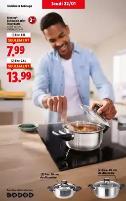 Lidl Ernesto - faitout en acier inoxydable offre