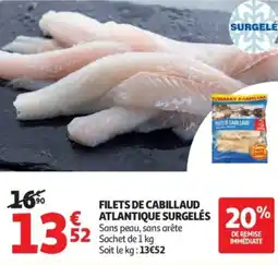 Auchan Filets de cabillaud atlantique surgeles offre