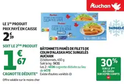 Auchan Bâtonnets panés de filets de colin d'alaska msc surgelés auchan offre