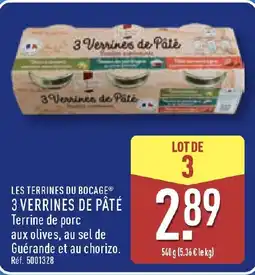 ALDI LES TERRINES DU BOCAGE 3 verrines de pâté offre