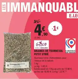 E.Leclerc Jardi GASCO Graines de tournesol fabriqué petit strié offre