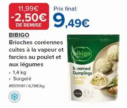 Costco BIBIGO Brioches coréennes cuites à la vapeur et farcies au poulet et aux légumes offre