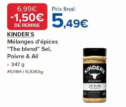 Costco KINDER'S Mélanges d'épices "The blend" Sel, Poivre & Ail offre