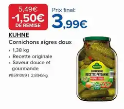Costco KUHNE Cornichons aigres doux offre