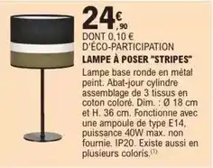 E.Leclerc Brico Dim - lampe à poser stripes offre