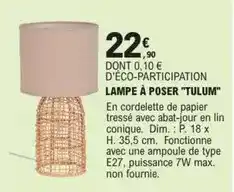 E.Leclerc Brico Dim - lampe à poser tulum offre