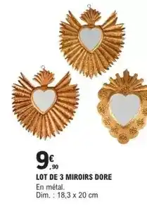 E.Leclerc Brico Dim - lot de 3 miroirs dore offre