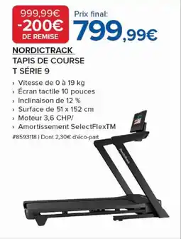 Costco NORDICTRACK Tapis de course t série 9 offre