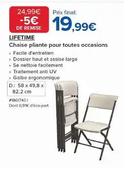 Costco LIFETIME Chaise pliante pour toutes occasions offre