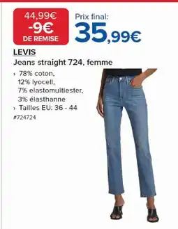 Costco LEVIS Jeans straight 724, femme offre