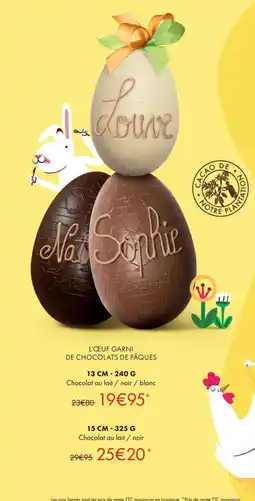 Jeff de Bruges L'œuf garni de chocolats de pâques offre