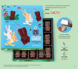 Jeff de Bruges La boite de 28 lapins en guimauve enrobés de chocolat au lait offre