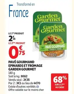 Auchan Pavé gourmand epinards et fromage garden gourmet offre