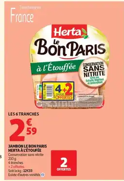 Auchan Jambon le bon paris herta à l'étoufée offre