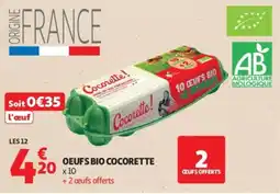 Auchan Oeufs bio cocorette offre
