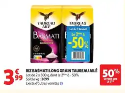 Auchan Riz basmati long grain taureau ailé offre