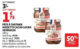 Auchan Pâte à tartiner noisette cacao lucien georgelin offre