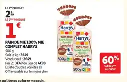 Auchan Pain de mie 100% mie complet harrys offre