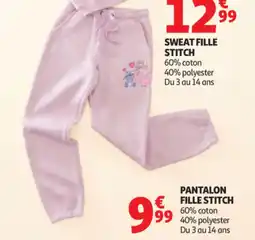 Auchan Pantalon fille stitch offre