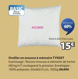 JYSK TYNSET Oreiller en mousse à mémoire offre