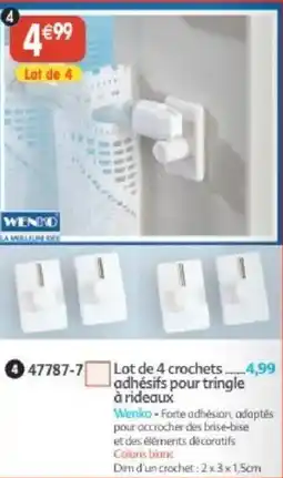 Maximo Lot de 4 crochets adhésifs pour tringle à rideaux offre