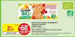 Intermarché Hyper Biscuit Bio Sablé Cranberry Saveur Amande offre