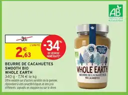Intermarché Hyper Beurre De Cacahuètes Smooth Bio Whole Earth offre