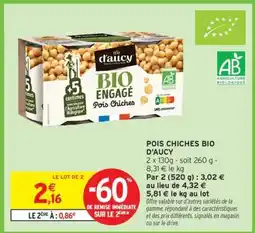 Intermarché Hyper POIS CHICHES BIO D'AUCY offre