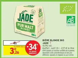 Intermarché Hyper BIÈRE BLONDE BIO JADE offre