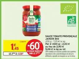 Intermarché Hyper SAUCE TOMATE PROVENÇALE JARDIN BIO offre