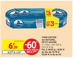 Intermarché Hyper Thon entier au naturel 'Petit Navire' offre