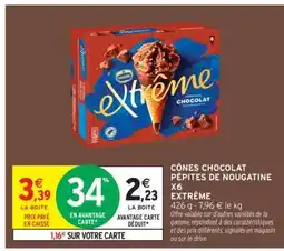 Intermarché Hyper CÔNES CHOCOLAT PÉPITES DE NOUGATINE X6 EXTRÊME offre