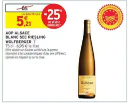 Intermarché Hyper AOP ALSACE BLANC SEC RIESLING WOLFBERGER offre