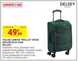 Intermarché Hyper Valise Cabine Trolley 55cm Securitech Kaki Delsey offre