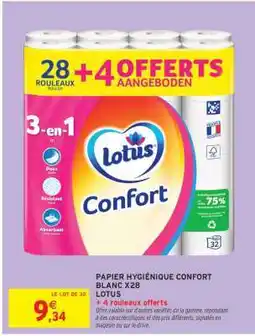Intermarché Hyper PAPIER HYGIÉNIQUE CONFORT BLANC X28 LOTUS offre