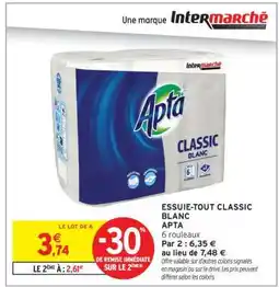 Intermarché Hyper ESSUIE-TOUT CLASSIC BLANC APTA offre