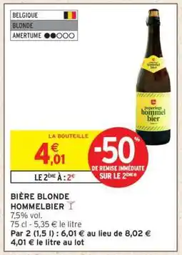 Intermarché BIÈRE BLONDE 'HOMMELBIER' offre