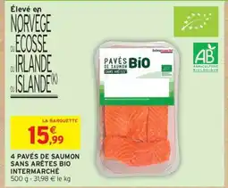 Intermarché 4 PAVÉS DE SAUMON SANS ARÊTES BIO INTERMARCHÉ offre