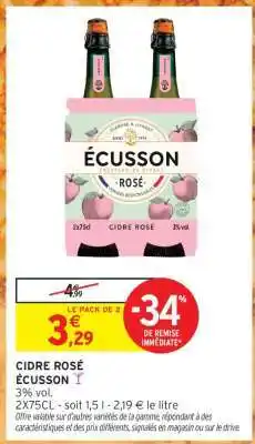 Intermarché CIDRE ROSÉ ÉCUSSON offre