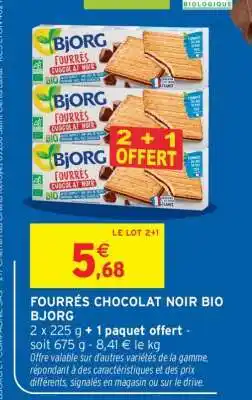Intermarché FOURRÉS CHOCOLAT NOIR BIO BJORG offre