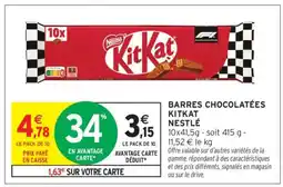 Intermarché BARRES CHOCOLATÉES KITKAT NESTLÉ offre