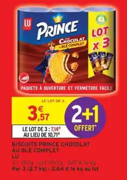 Intermarché Biscuits Prince Chocolat au Blé Complet offre