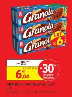 Intermarché Granola Chocolat Au Lait Lu offre
