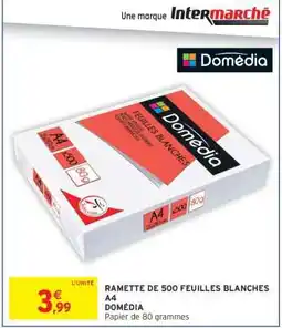 Intermarché RAMETTE DE 500 FEUILLES BLANCHES A4 DOMÉDIA offre