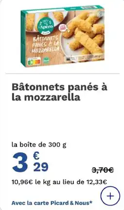 Picard Bâtonnets panés à la mozzarella offre