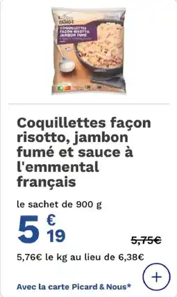 Picard Coquillettes façon risotto jambon fumé et sauce à l'emmental français offre