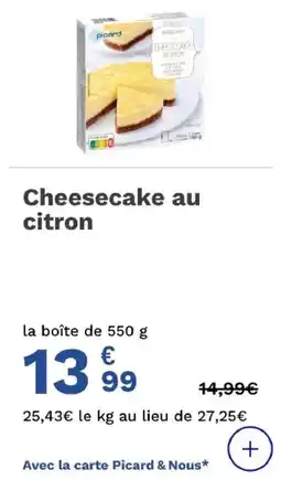 Picard Cheesecake au citron offre