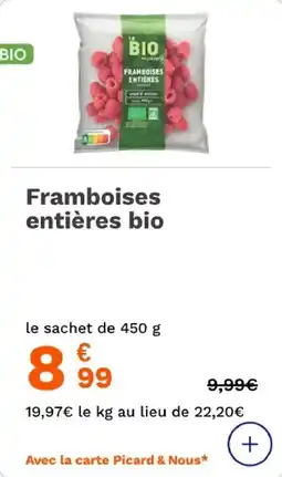 Picard Framboises entières bio offre