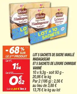 Netto Lot 5 sachets de sucre vanillé madagascar et 5 sachets de levure chimique vahiné offre