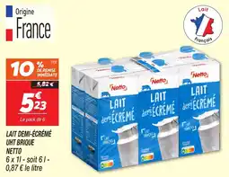 Netto Lait demi-écrémé uht brique netto offre